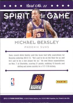 2012-13 Panini - Spirit of the Game #22 Michael Beasley Back