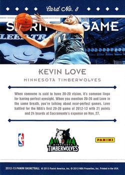 2012-13 Panini - Spirit of the Game #8 Kevin Love Back