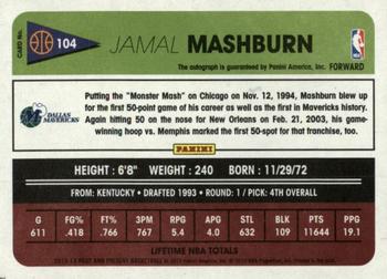 2012-13 Panini Past & Present - Signatures #104 Jamal Mashburn Back