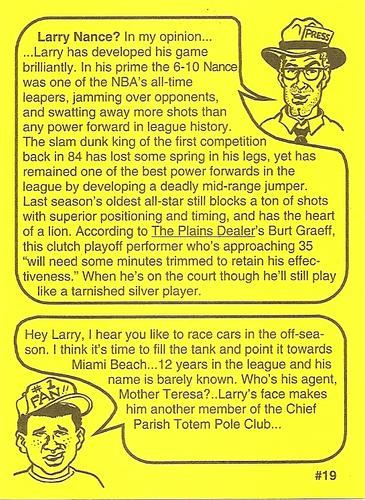 1993 First Amendment Publishing Skinnies #19 Larry Nance Back