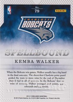 2012-13 Panini Brilliance - Spellbound #79 Kemba Walker Back
