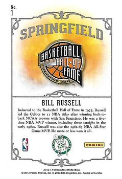 2012-13 Panini Brilliance - Springfield #1 Bill Russell Back