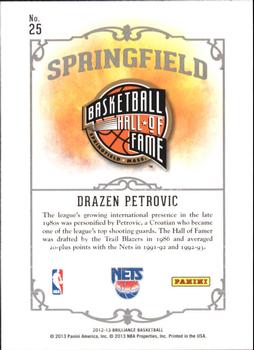 2012-13 Panini Brilliance - Springfield #25 Drazen Petrovic Back