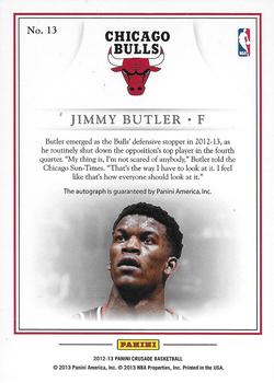 2012-13 Panini Crusade - Quest Autographs #13 Jimmy Butler Back