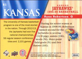 2013 Upper Deck University of Kansas #61 Ryan Robertson Back