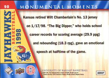 2013 Upper Deck University of Kansas #90 Wilt Chamberlain Back