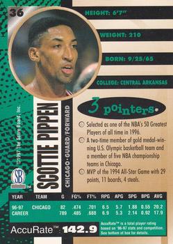 1997-98 Score Board Autographed #36 Scottie Pippen Back