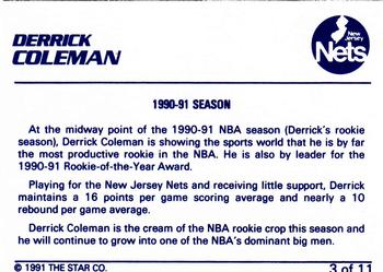 1990-91 Star Derrick Coleman Blue #3 Derrick Coleman - 1990-91 Season Back