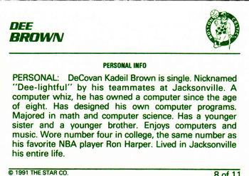 1990-91 Star Dee Brown #8 Dee Brown - Personal Info Back
