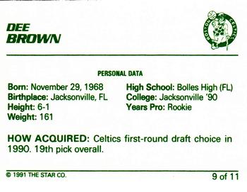 1990-91 Star Dee Brown #9 Dee Brown - Personal Data Back