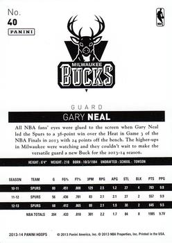 2013-14 Hoops #40 Gary Neal Back