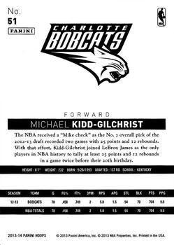 2013-14 Hoops #51 Michael Kidd-Gilchrist Back