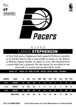 2013-14 Hoops #69 Lance Stephenson Back