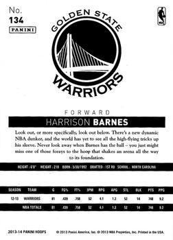 2013-14 Hoops #134 Harrison Barnes Back