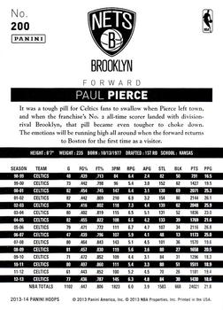 2013-14 Hoops #200 Paul Pierce Back