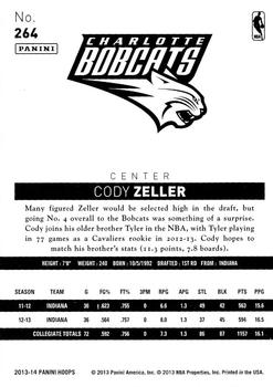 2013-14 Hoops #264 Cody Zeller Back