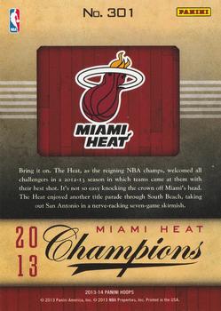 2013-14 Hoops #301 Miami Heat Champions Back