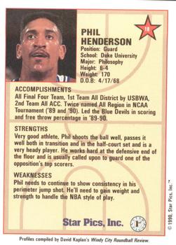 1990 Star Pics - Medallion #18 Phil Henderson Back