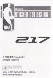 2012-13 Panini Stickers #217 Kobe Bryant Back