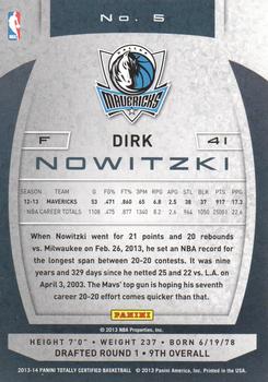 2013-14 Panini Totally Certified #5 Dirk Nowitzki Back