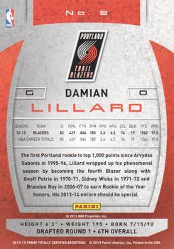 2013-14 Panini Totally Certified #8 Damian Lillard Back
