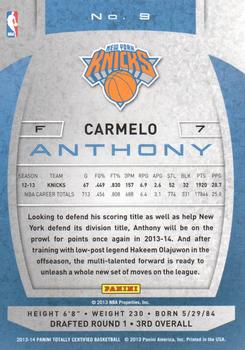 2013-14 Panini Totally Certified #9 Carmelo Anthony Back
