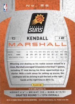 2013-14 Panini Totally Certified #22 Kendall Marshall Back