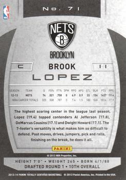 2013-14 Panini Totally Certified #71 Brook Lopez Back