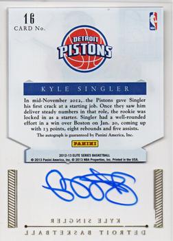 2012-13 Panini Elite Series - Rookie Inscriptions Autographs #16 Kyle Singler Back