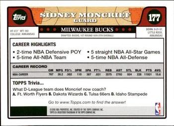 2008-09 Topps #177 Sidney Moncrief Back