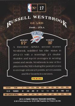 2013-14 Panini Timeless Treasures #17 Russell Westbrook Back