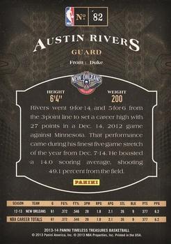 2013-14 Panini Timeless Treasures #82 Austin Rivers Back