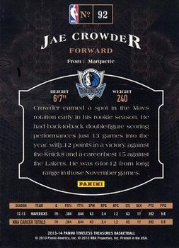 2013-14 Panini Timeless Treasures #92 Jae Crowder Back