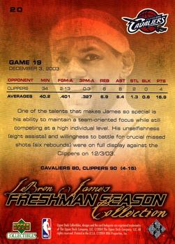 2004 Upper Deck Collectibles LeBron James Freshman Season #20 LeBron James Back