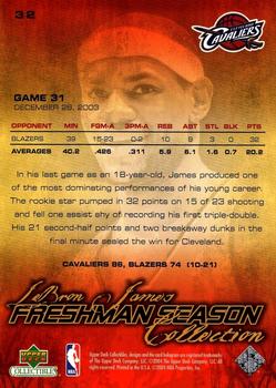 2004 Upper Deck Collectibles LeBron James Freshman Season #32 LeBron James Back