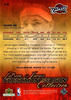 2004 Upper Deck Collectibles LeBron James Freshman Season #45 LeBron James Back