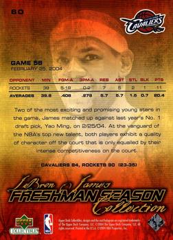 2004 Upper Deck Collectibles LeBron James Freshman Season #60 LeBron James Back