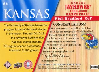 2013 Upper Deck University of Kansas - Autographs #65 Nick Bradford Back