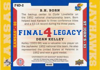 2013 Upper Deck University of Kansas - Final 4 Legacy Duos #F4D-2 B.H. Born / Dean Kelley Back