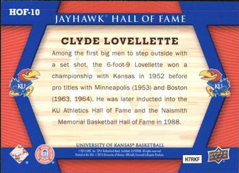 2013 Upper Deck University of Kansas - Jayhawk Hall of Fame #HOF-10 Clyde Lovellette Back