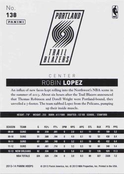 2013-14 Hoops - Gold #138 Robin Lopez Back