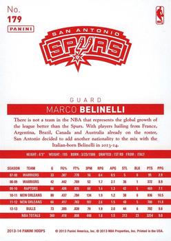 2013-14 Hoops - Red Back #179 Marco Belinelli Back