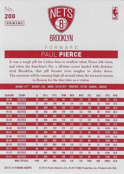 2013-14 Hoops - Red Back #200 Paul Pierce Back