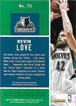 2013-14 Hoops - Authentics #75 Kevin Love Back