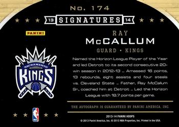 2013-14 Hoops - Signatures Red #174 Ray McCallum Back