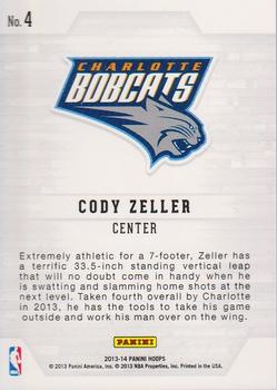 2013-14 Hoops - Kobe All-Rookie Team #4 Cody Zeller Back