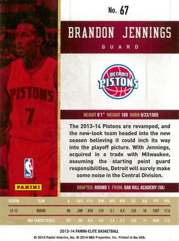 2013-14 Panini Elite #67 Brandon Jennings Back