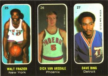 1971-72 Topps - Trios Stickers #25-26-27 Walt Frazier / Dick Van Arsdale / Dave Bing Front