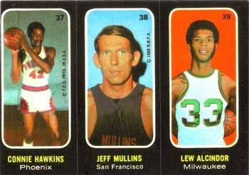 1971-72 Topps - Trios Stickers #37-38-39 Connie Hawkins / Jeff Mullins / Lew Alcindor Front