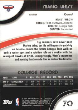 2007-08 Finest - Refractors #70 Mario West Back